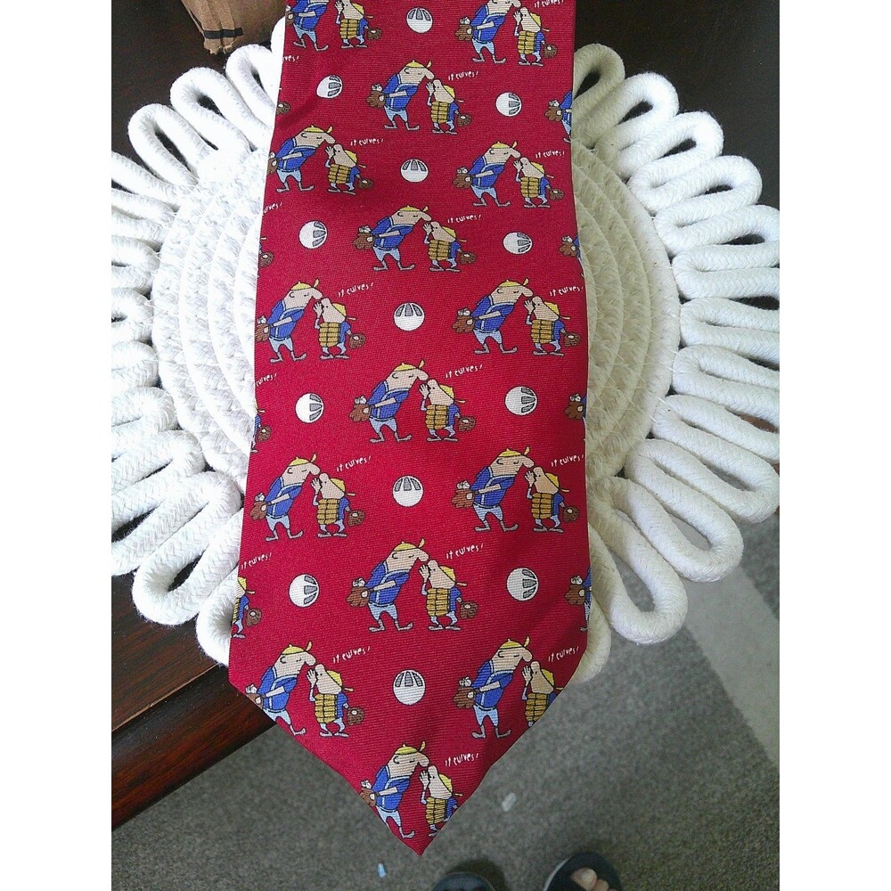 NEW Alynn Neckwear STANFORD, CT. Red WIFFLE IMAGES SERIES 1 Necktie 100% silk